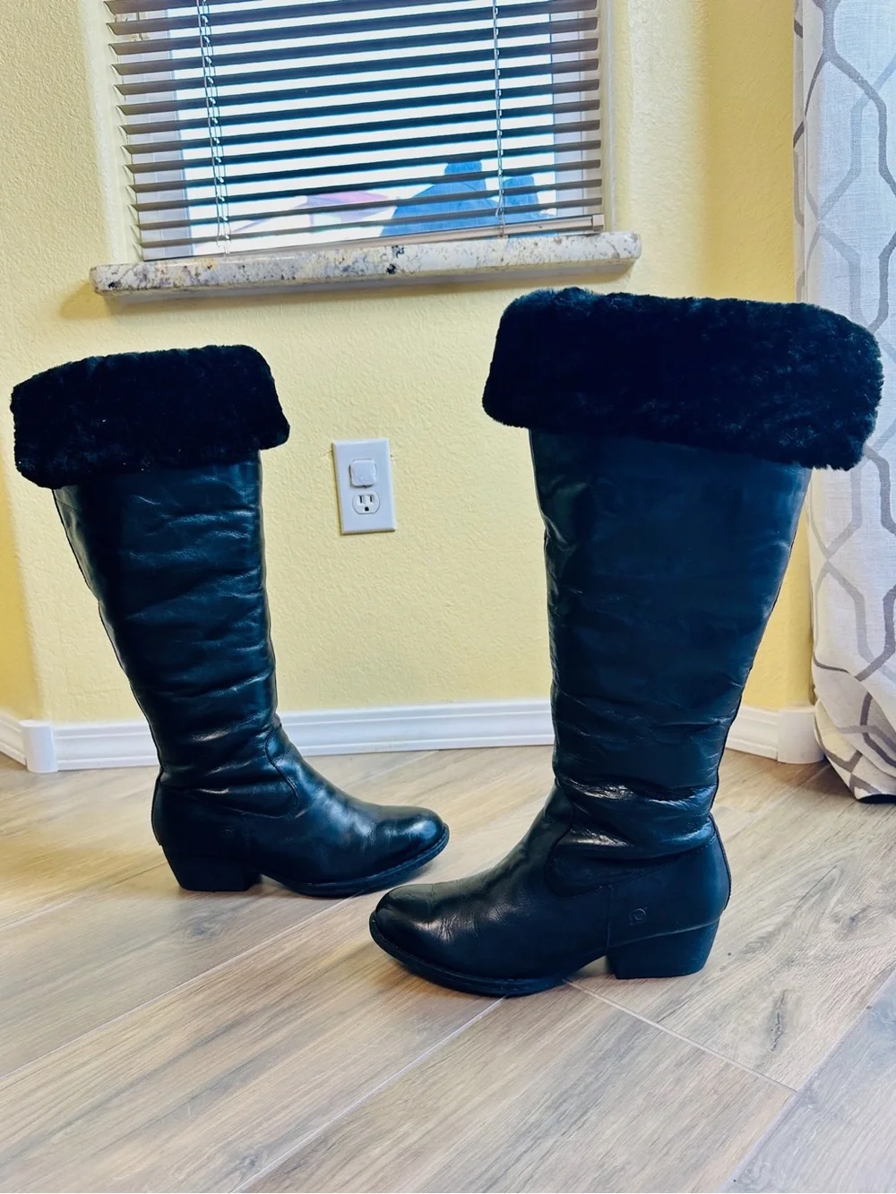 Born Aleksi Genuine Lambskin Black Leather Boots